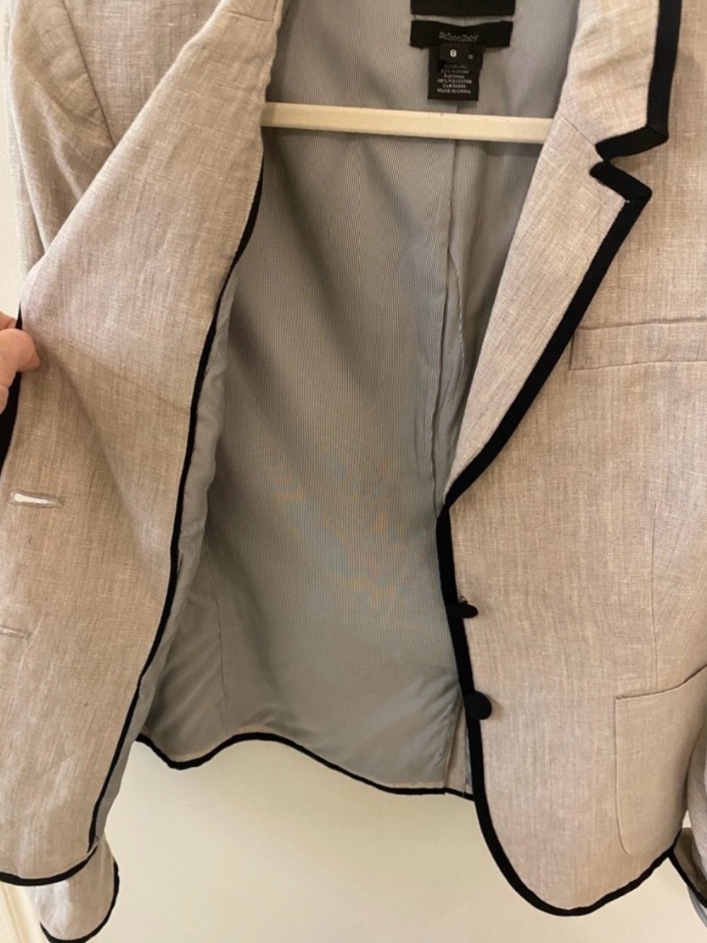 J Crew School Boy Linen Blazer tan black 8 - Picture 8 of 11